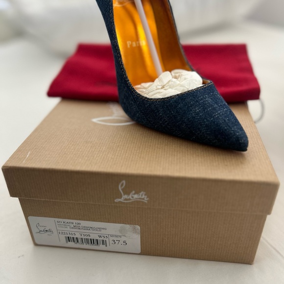 Brand new in box 100% authentic Christian louboutin denim heels in size 7.5 - Picture 1 of 3